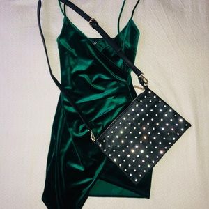 Black Rhinestone Studded Crossbody Purse